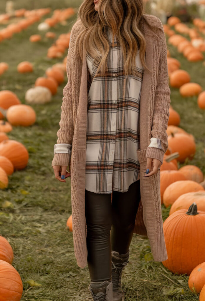 Layered Comfort with Plaid and Knit for Fall Days