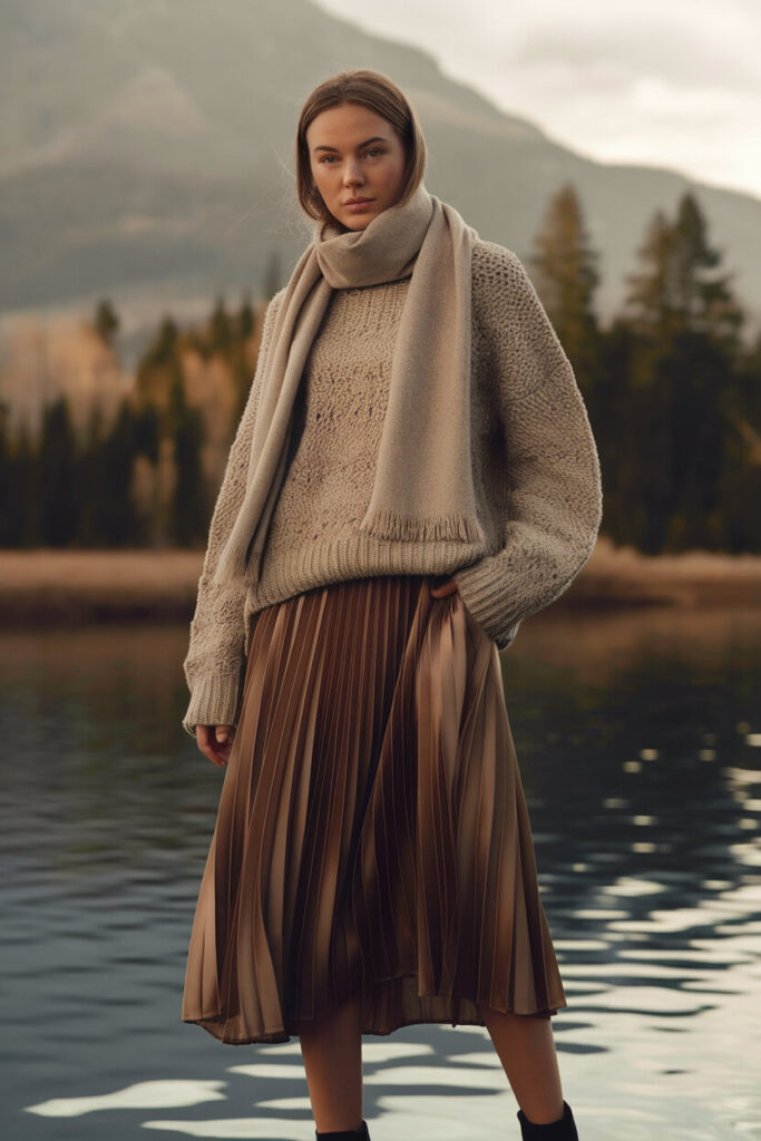 Cozy Layers with a Pleated Skirt for Fall Church