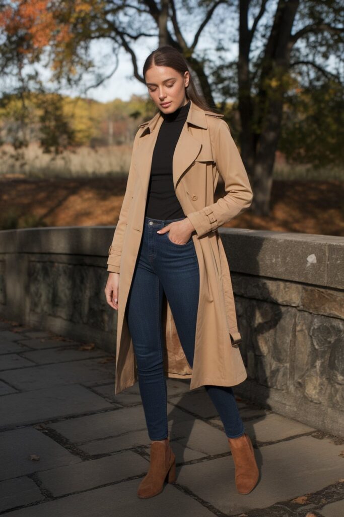 Elegant Trench Coat and Ankle Boots for a Polished Fall Look