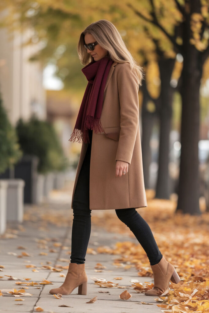 Classic Camel Coat and Ankle Boots for Effortless Elegance