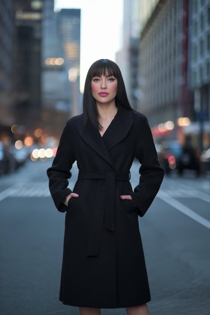 Sleek and Sophisticated in a Black Wool Coat