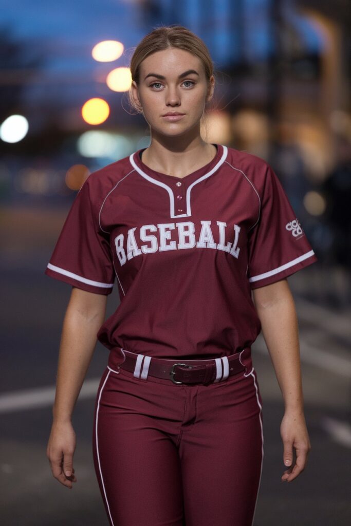 Bold Burgundy Baseball Look