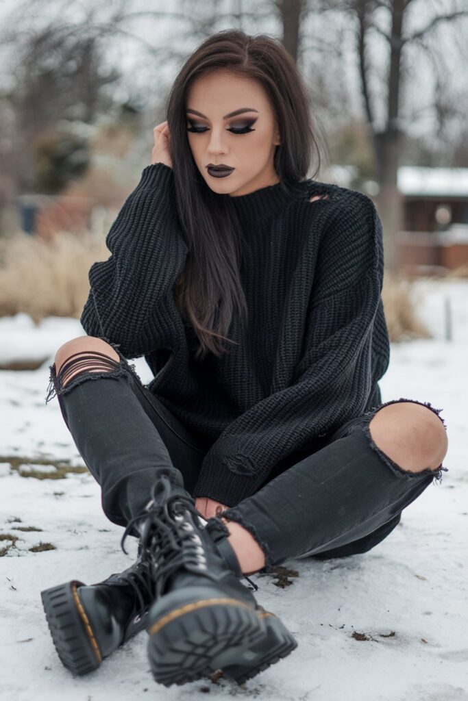 Goth winter outfits on sale