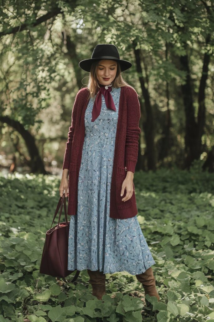 Layered Fall Look with a Touch of Burgundy