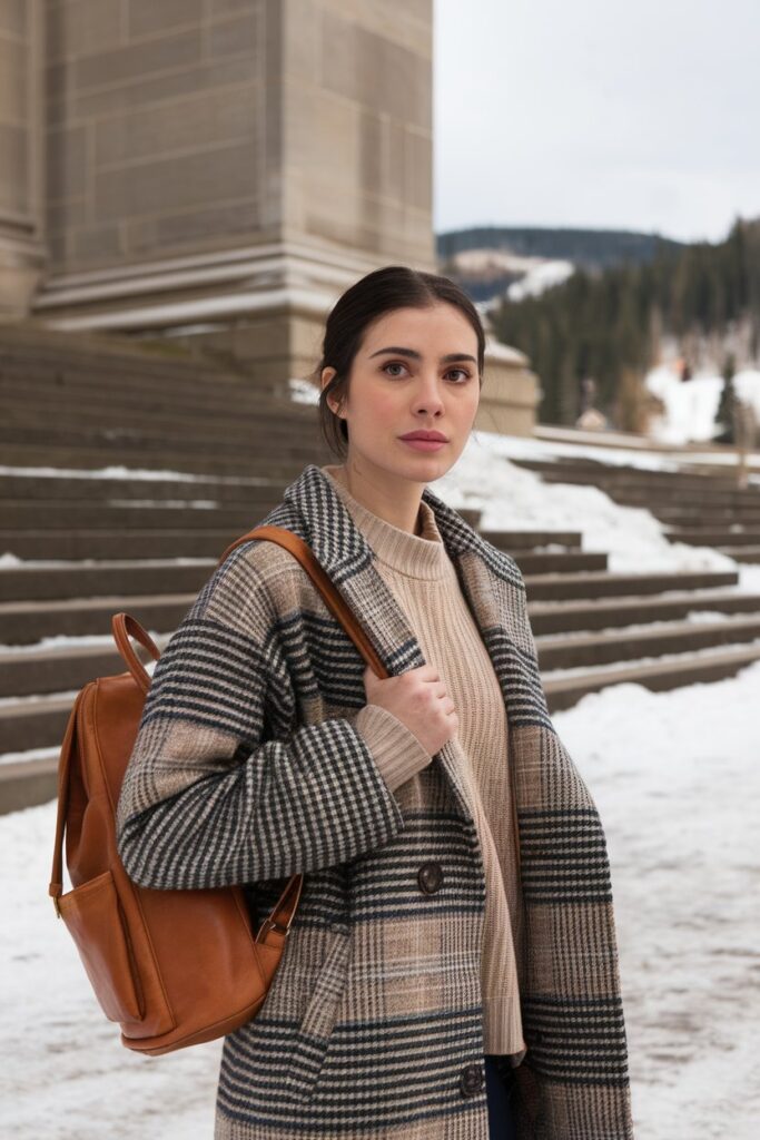 Classic Plaid Coat for a Winter Adventure