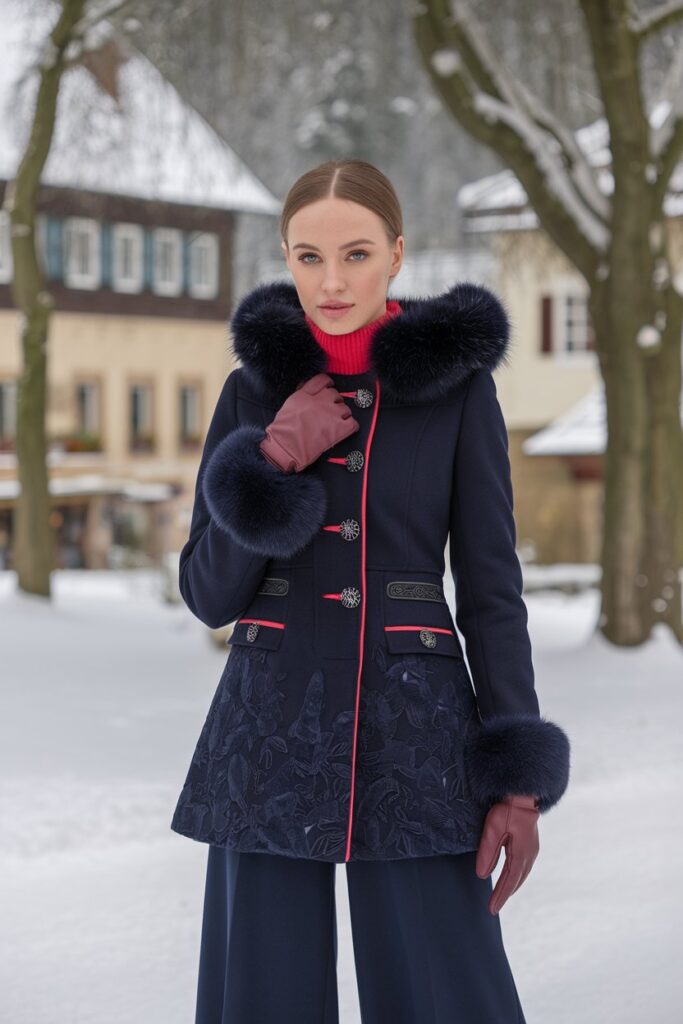 Refined Winter with Fur and Embroidery