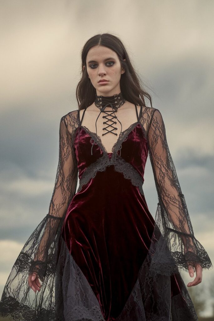 Romantic Velvet and Lace Gothic Look