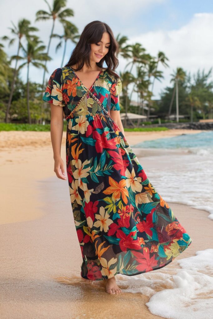 Flowy Tropical Maxi Dress