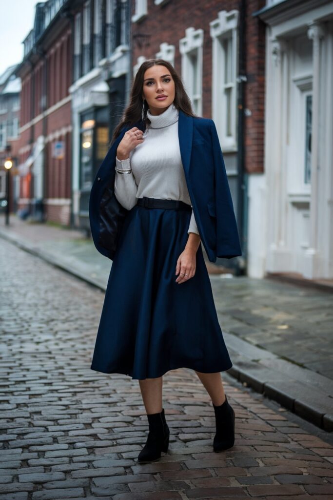 Elegant Navy and White for a Refined Winter Look