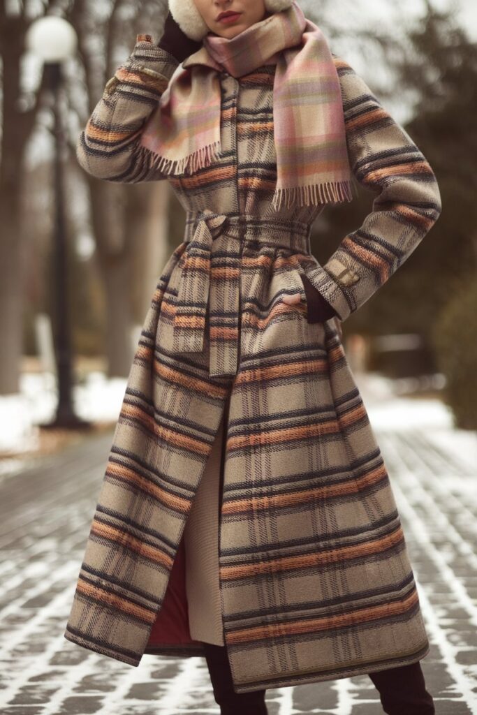 Timeless Plaid Coat with Winter Warmth