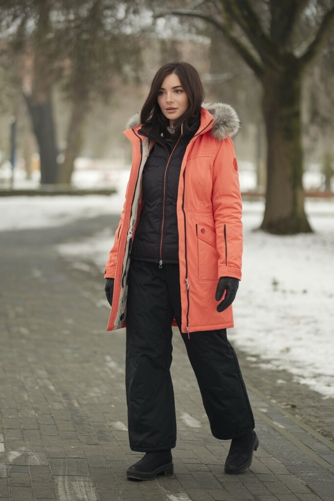 Vibrant Orange Winter Coat for Outdoor Adventures