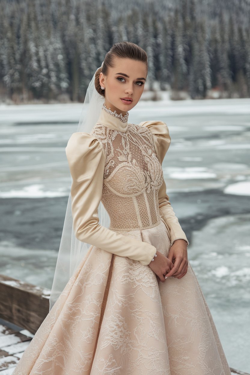 High Neck Winter Wedding Dresses: Elegant Styles for Cold Weather Ceremonies