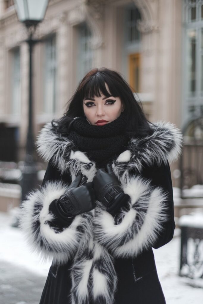 Chic Winter Goth Outerwear