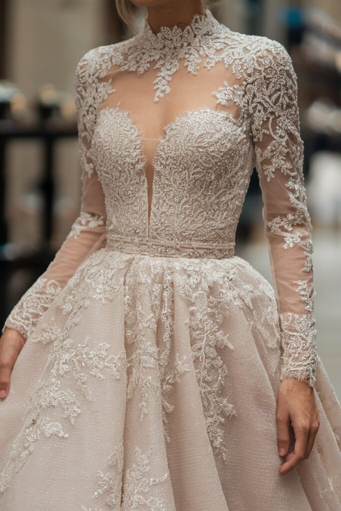 Elegant Sheer Lace Gown