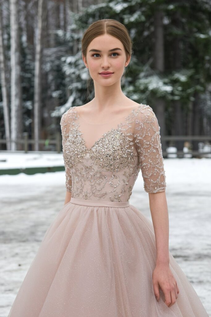 Sparkling Beaded Bodice Gown