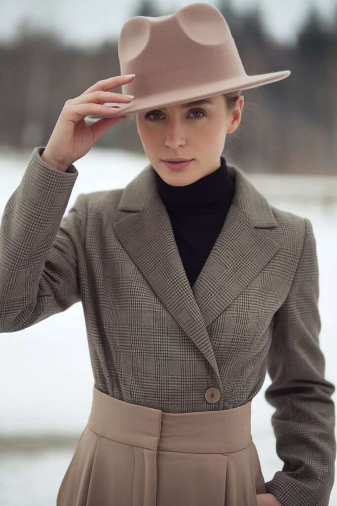 Refined Plaid and Neutral Elegance