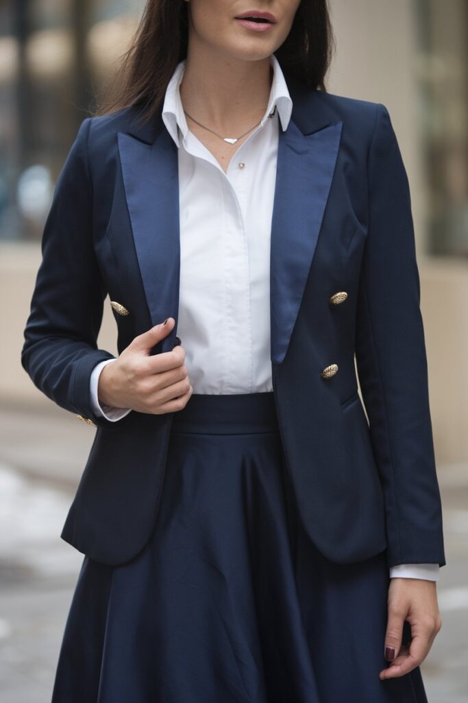 Classic Navy Blazer with Timeless White Shirt