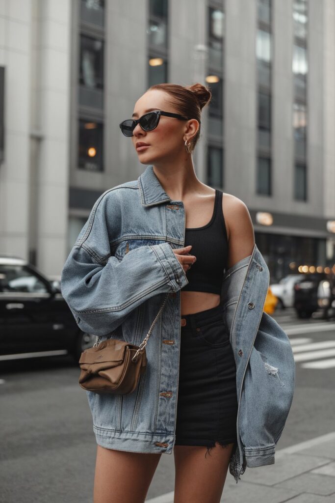 Edgy Street Style with a Black Mini Skirt