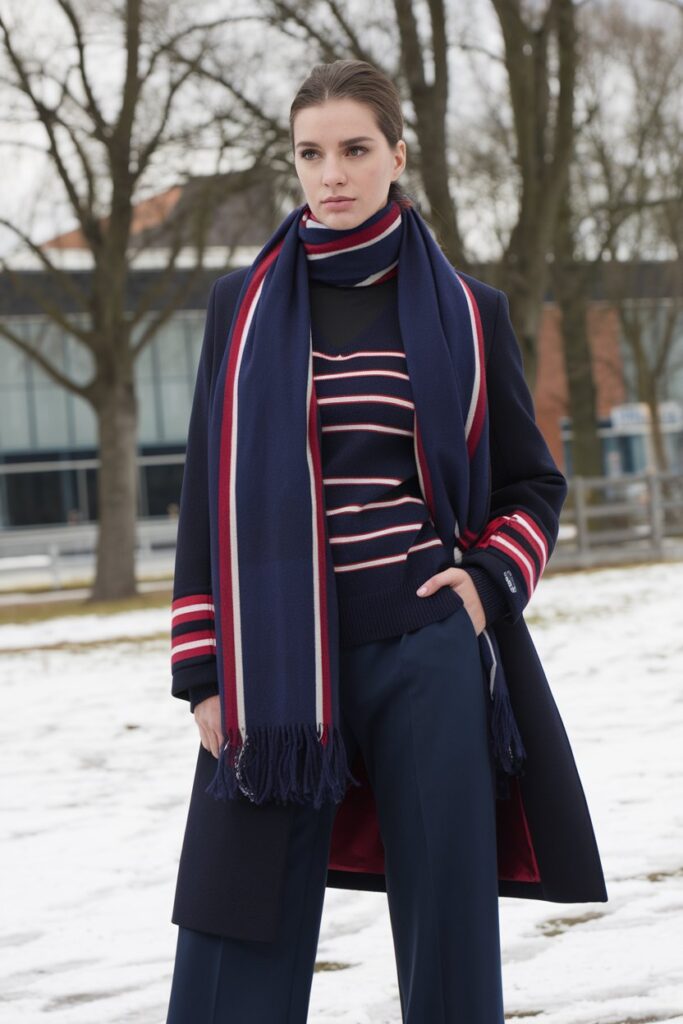 Navy and Stripes for a Sophisticated Winter Look