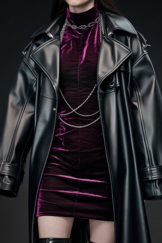 Bold Velvet and Leather Goth Ensemble