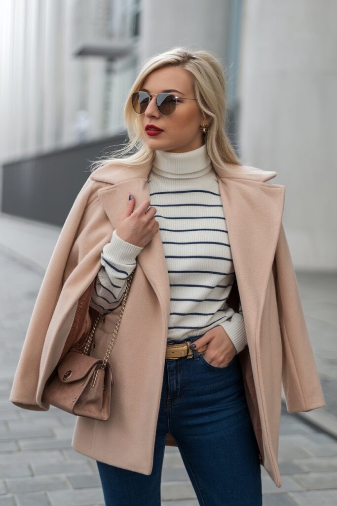 Chic Stripes and Neutrals for a Modern Winter Look