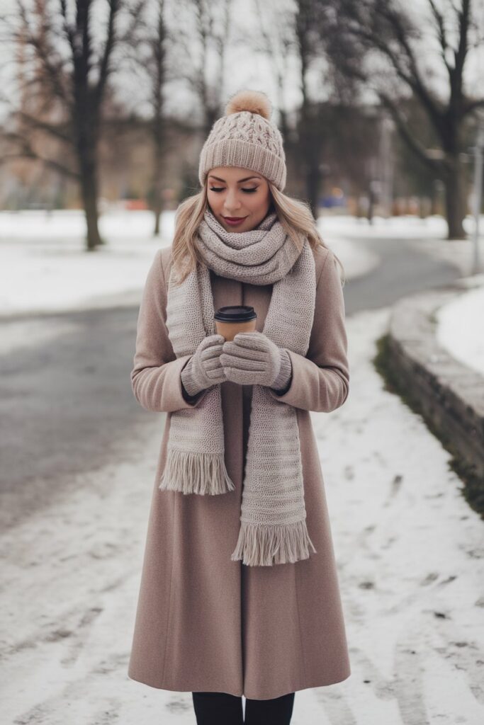 Cozy and Neutral Winter Layers with Beanies