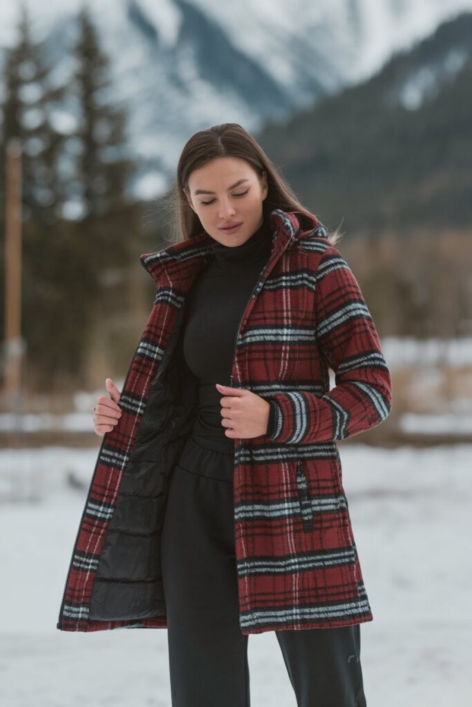 Plaid Winter Coat for a Classic Mountain Look