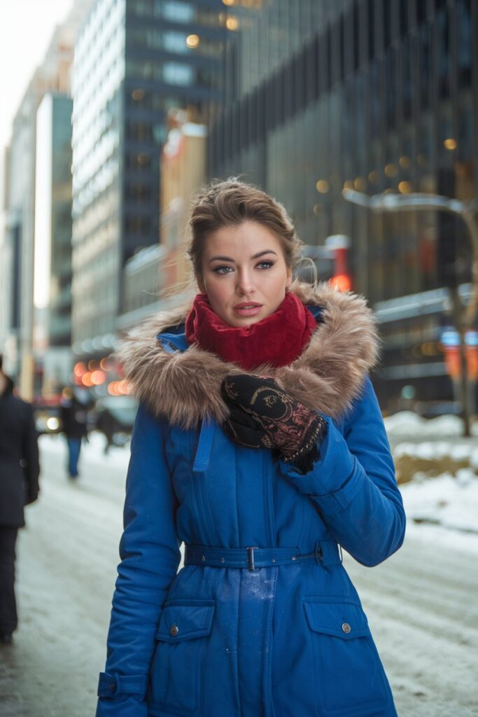 City Chic in Bold Blue Parka