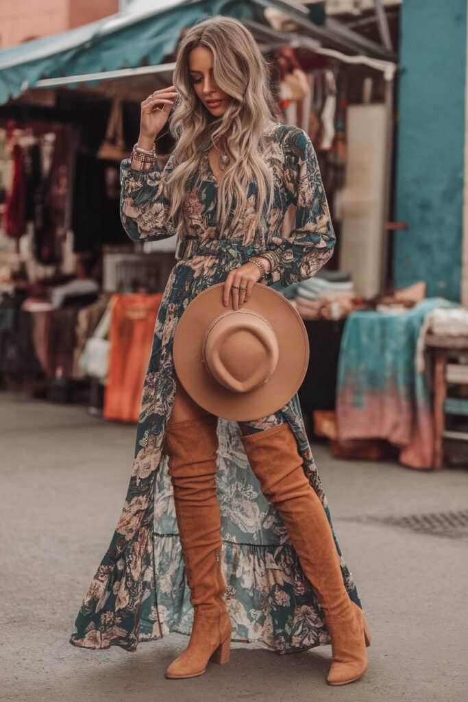 Bohemian Elegance in a Floral Maxi Dress