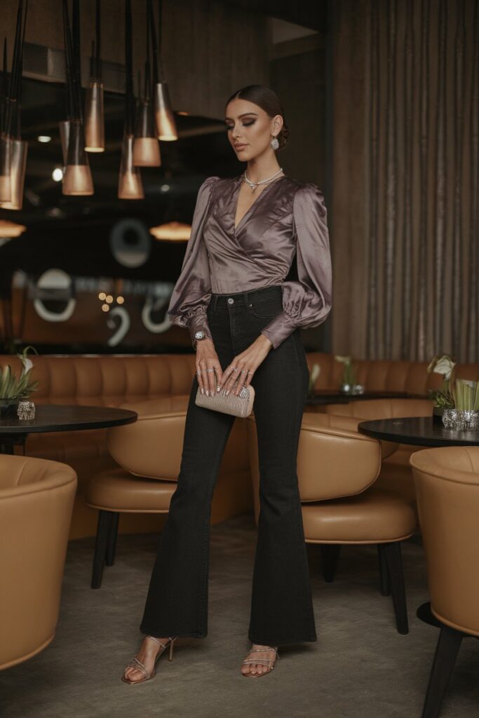 Evening Glamour with Satin Blouse