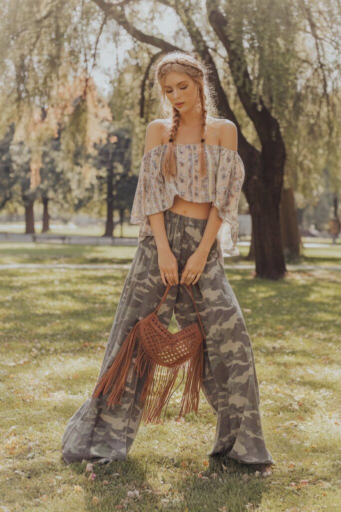 Boho Chic with Flowy Camo Pants