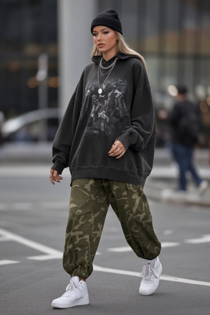 Streetwear Vibes with Camo Joggers