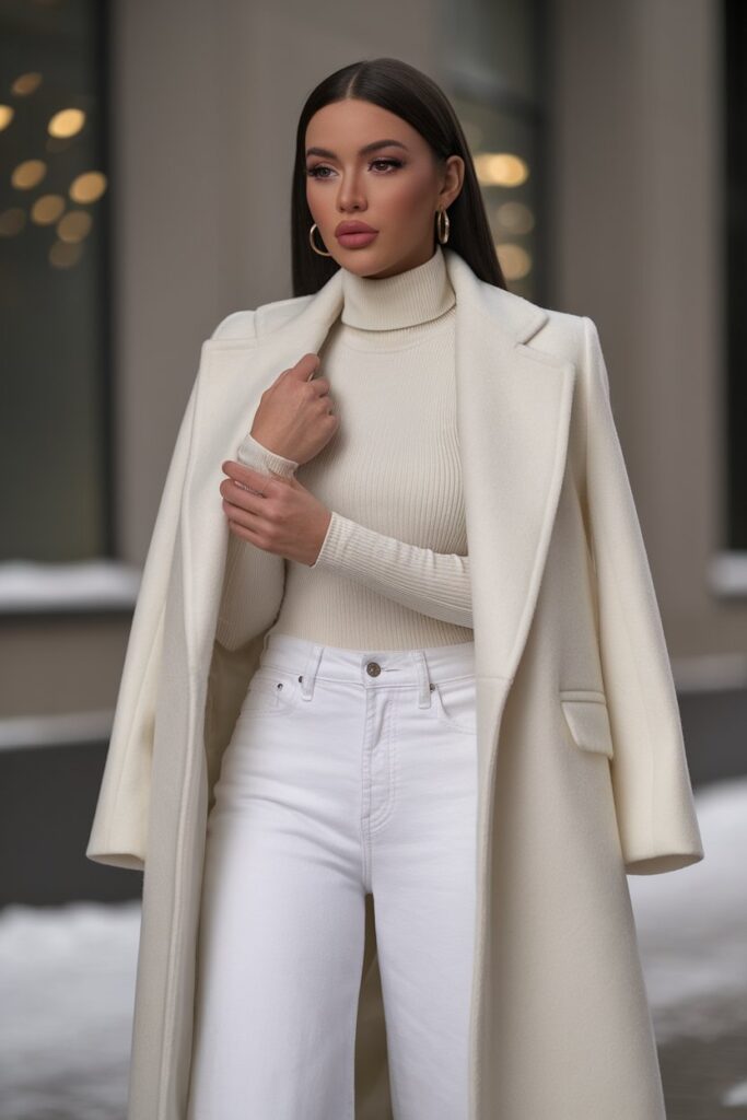 Minimalist All-White Winter Look