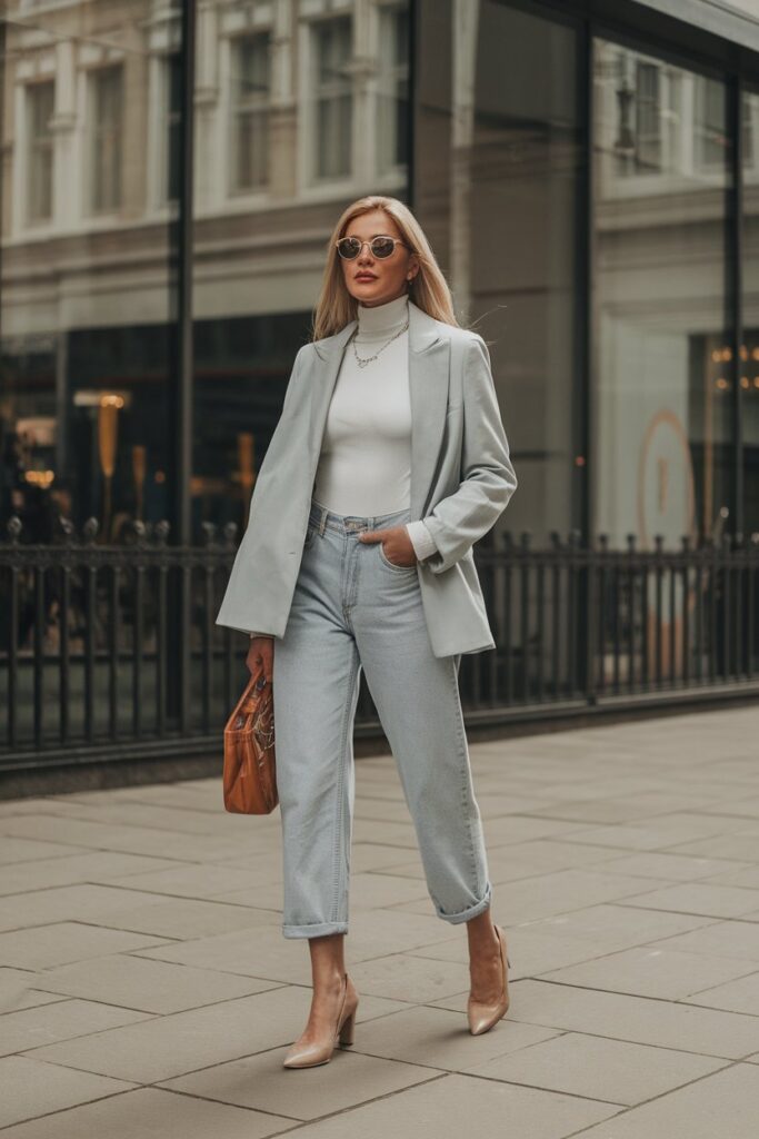 Modern Minimalism with Light Blue Jeans