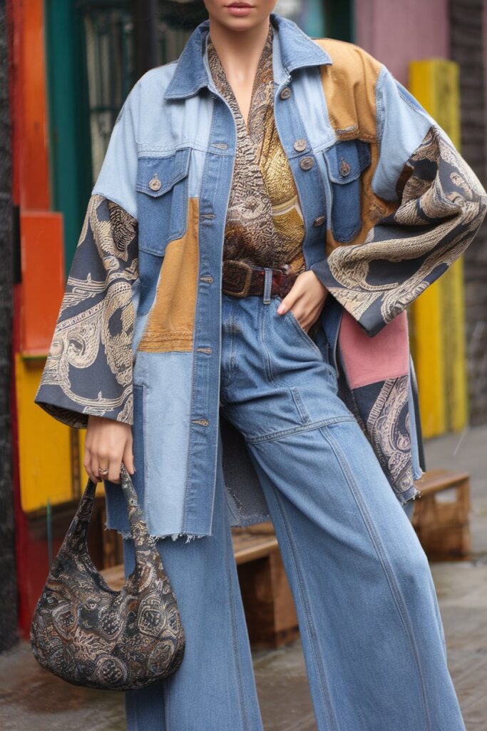 Eclectic Denim Patchwork with Statement Pieces