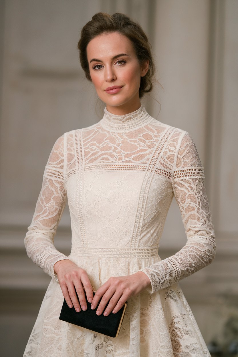 Holiday Selfie Sweater Dress with Lace Skirt main image 1