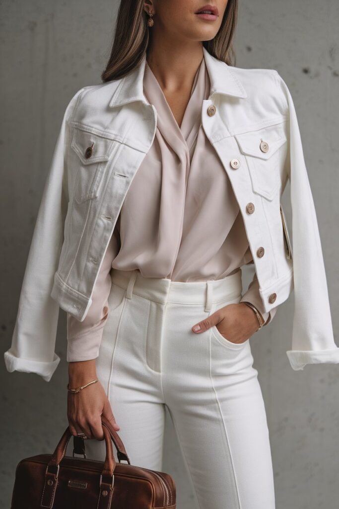 Effortless Professionalism with a White Jeans Jacket