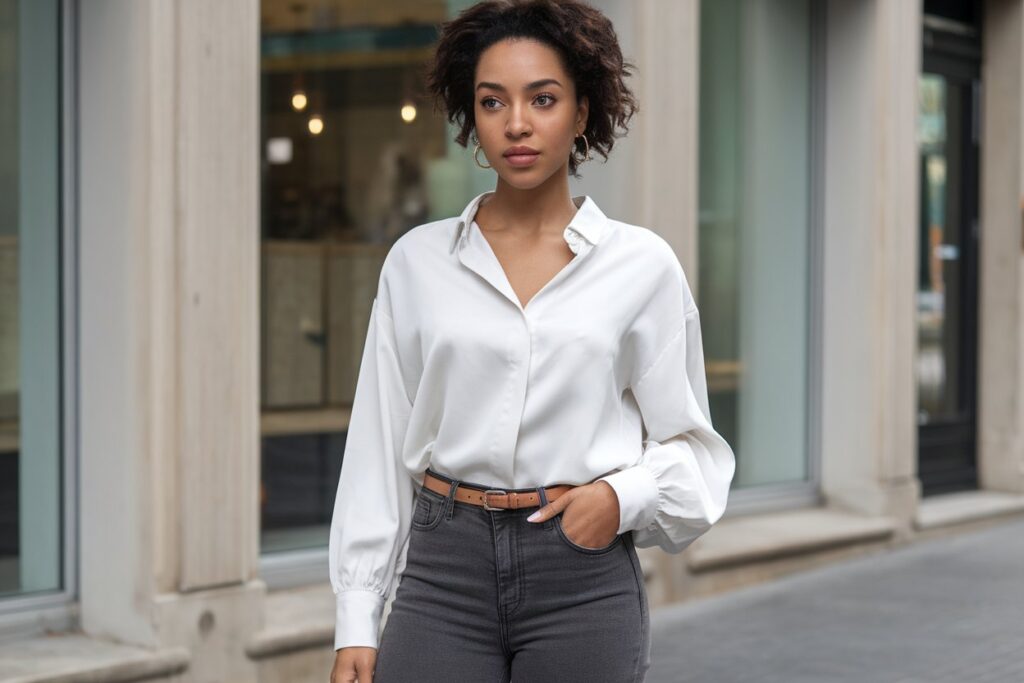 12 Grey Jeans Outfit Ideas For Black Women To Look Chic