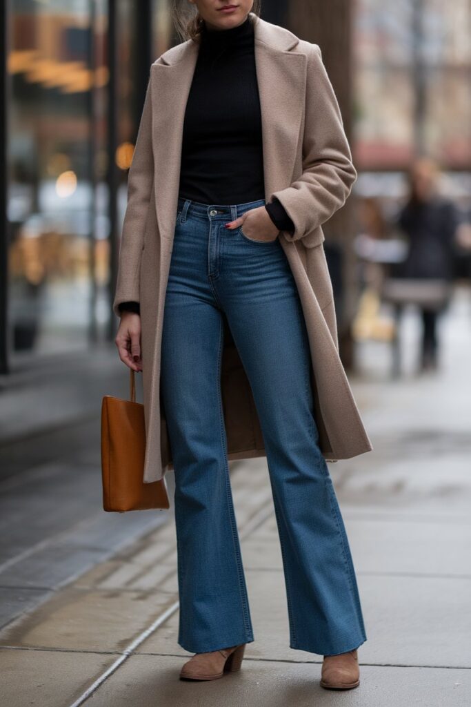 Chic Winter Look With Flare Jeans