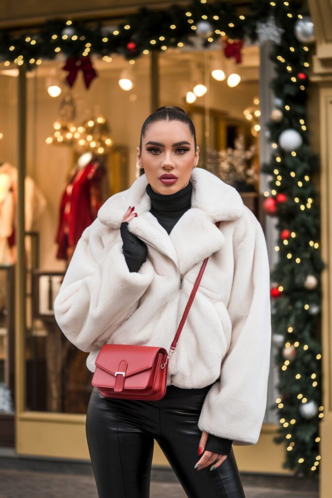 Chic Winter Look with a Red Bag