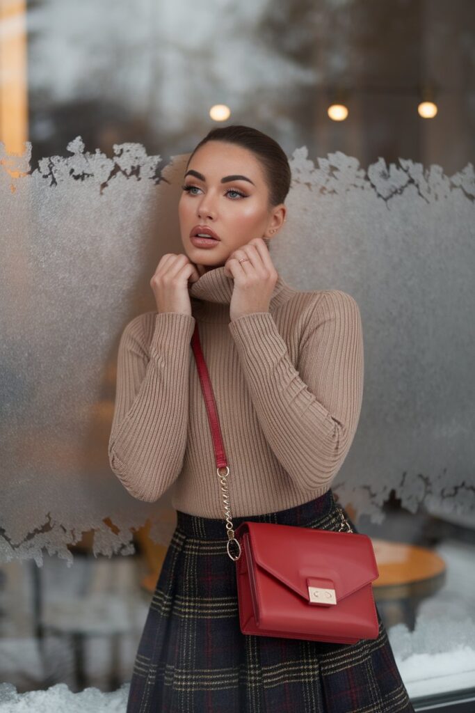 Timeless Winter Look with a Red Crossbody Bag