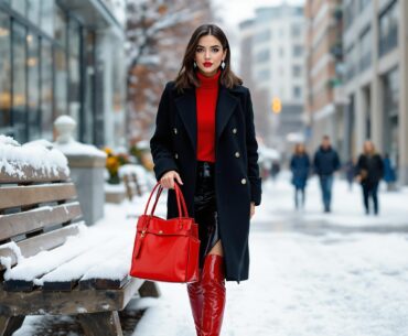 13 Winter Outfits With Red Bag That You Need To Try Now