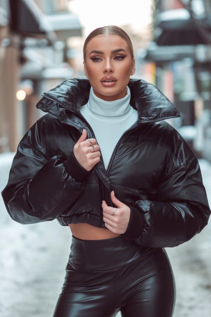 Black Cropped Puffer Jacket