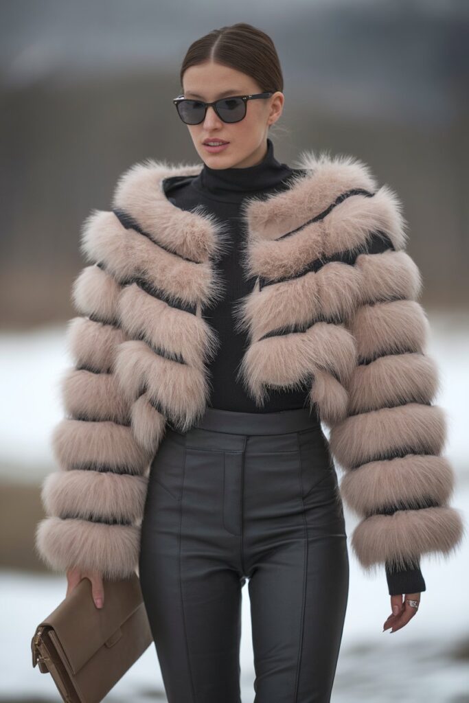 Sophisticated Winter Style With a Striped Fur Coat