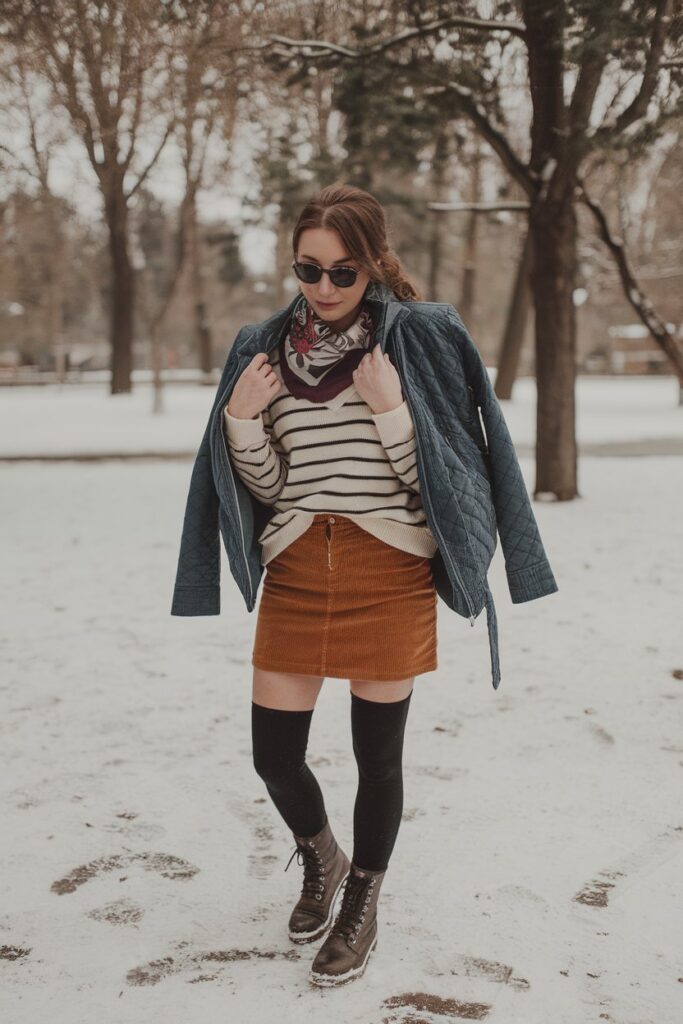 Casual Winter Style with a Corduroy Mini Skirt