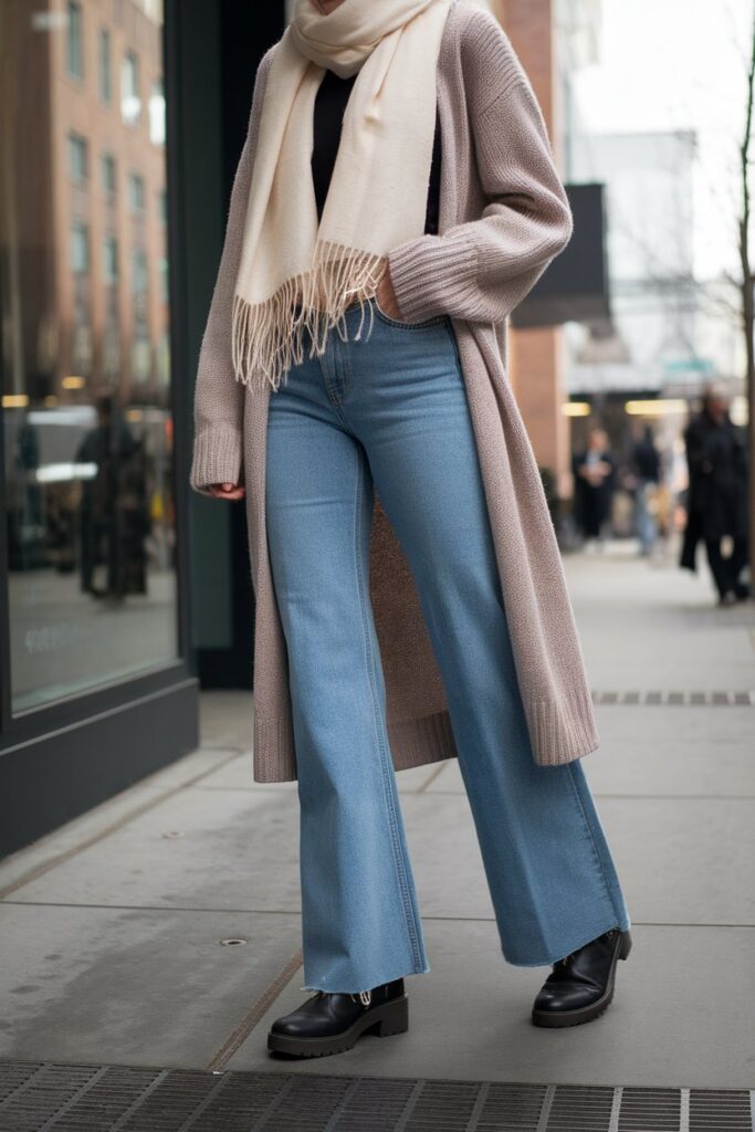 Effortless Winter Layers With Flare Jeans