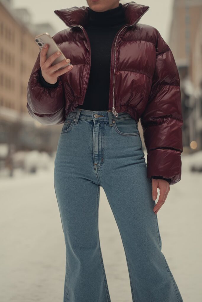 Bold Winter Style With Flare Jeans