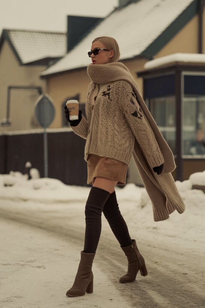 Effortless Winter Style with a Suede Mini Skirt