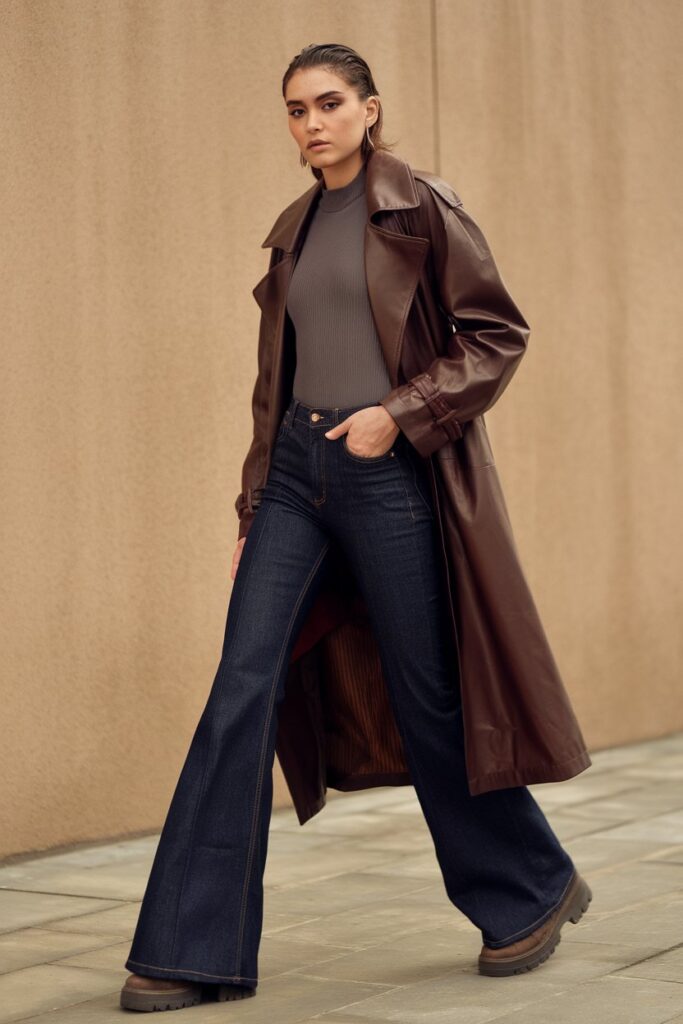 Sleek Layers With Flare Jeans